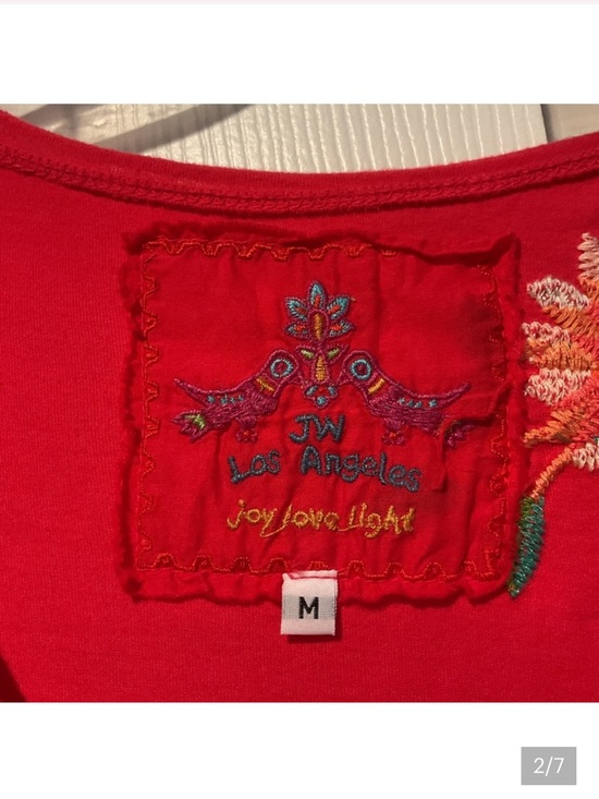 Johnny Was Red Midi Dress with Floral Embroidery - Picture 3 of 8